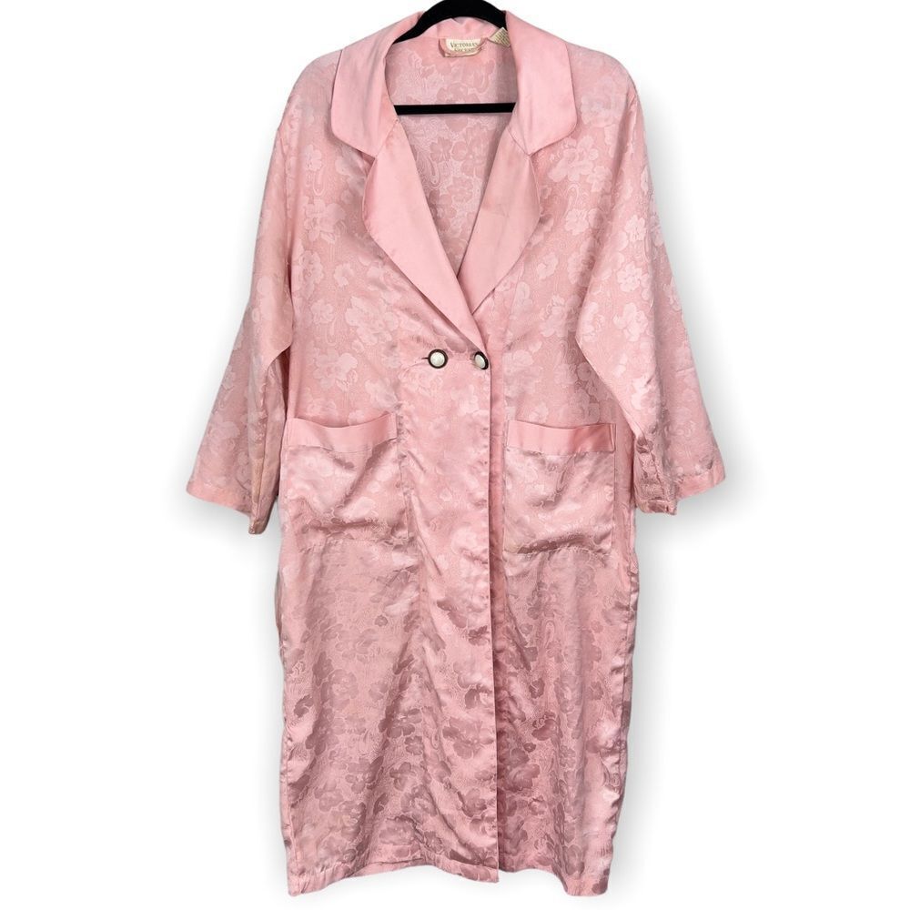 Vintage Victoria’s Secret Gold Label Pink Satin Robe Small S Womens Floor Length